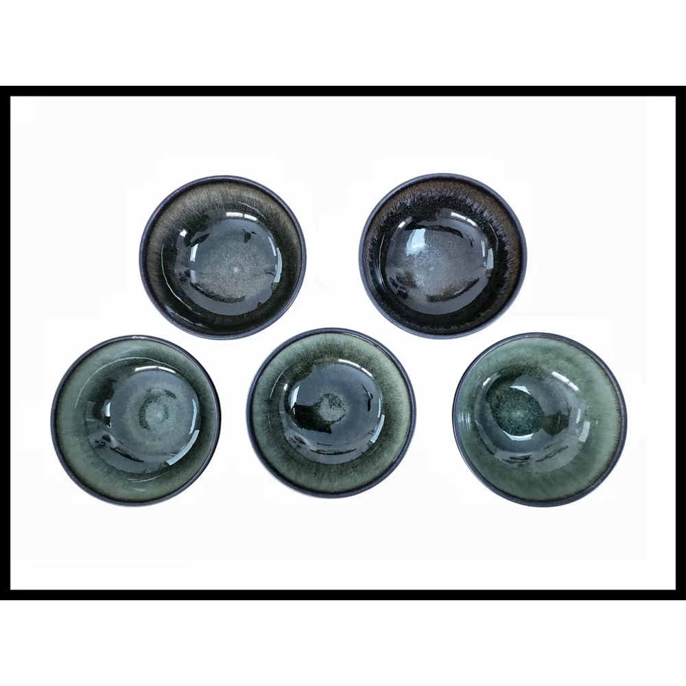 Jars France Tourron Samoa Vert Green Small Bowl Set of 5 Hand Made - Picture 6 of 11